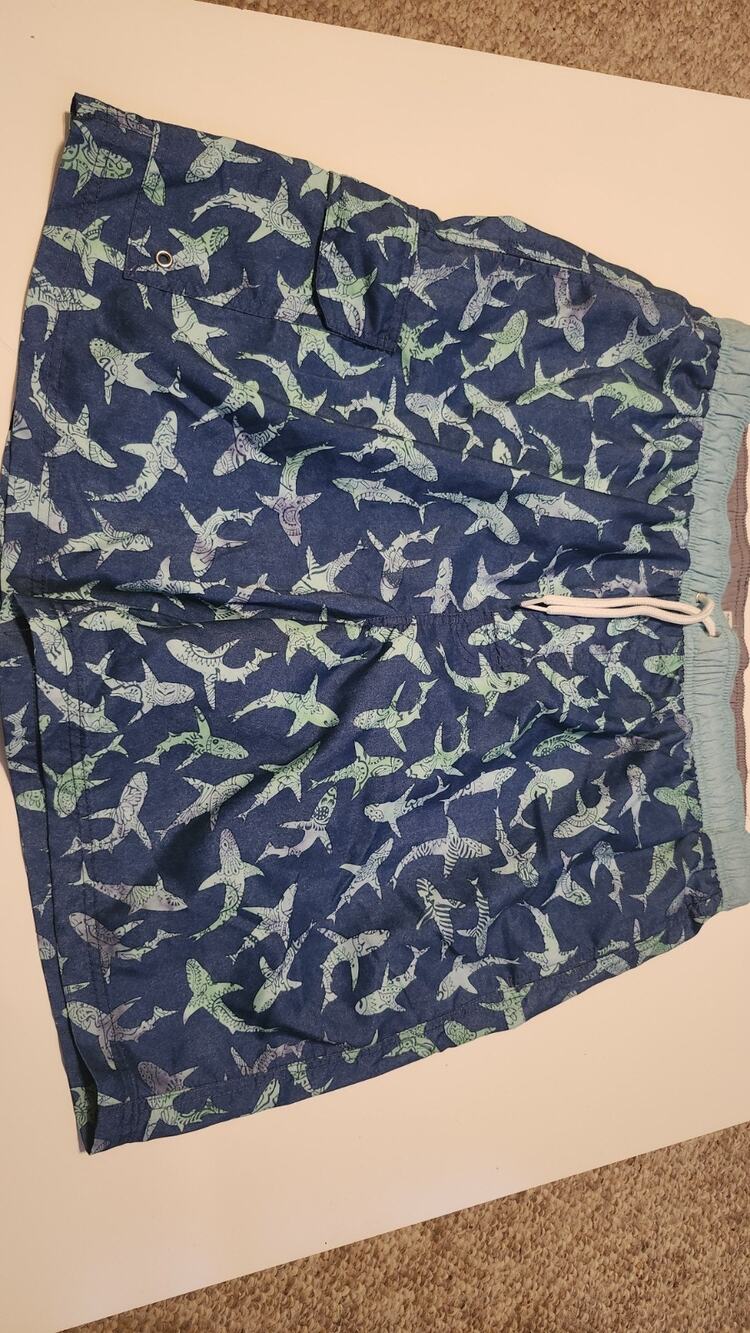 Croft & Barrow Men's Swim Trunks Size XL Blue Shark Print Mesh Lined Board #474